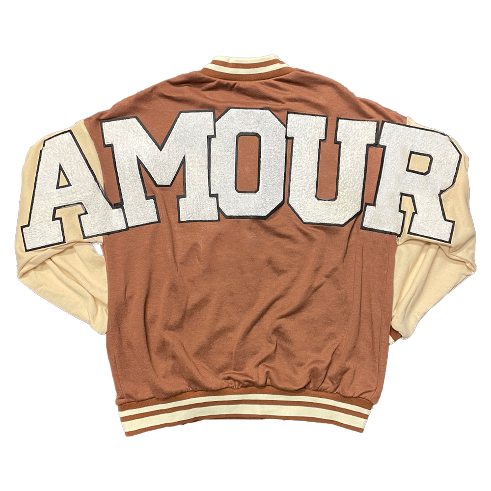 Womens Brown Amour Academy Varsity Jacket
